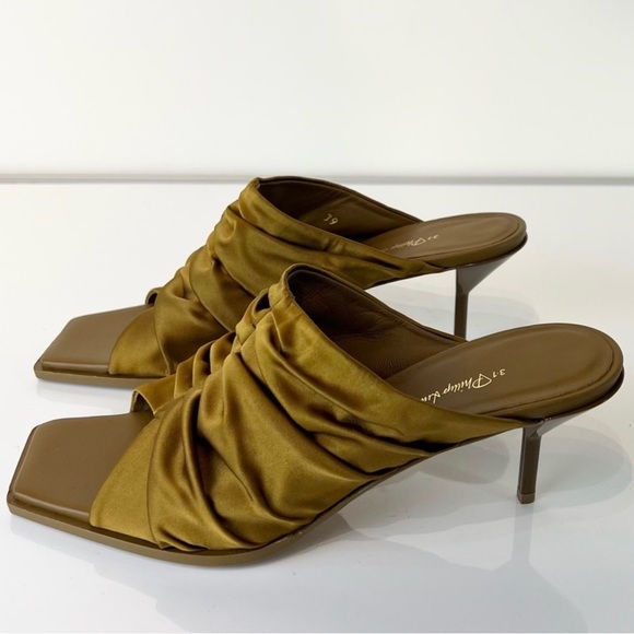 NEW 3.1 PHILLIP LIM OLIVE GREEN SATIN MULES - Picture 8 of 14